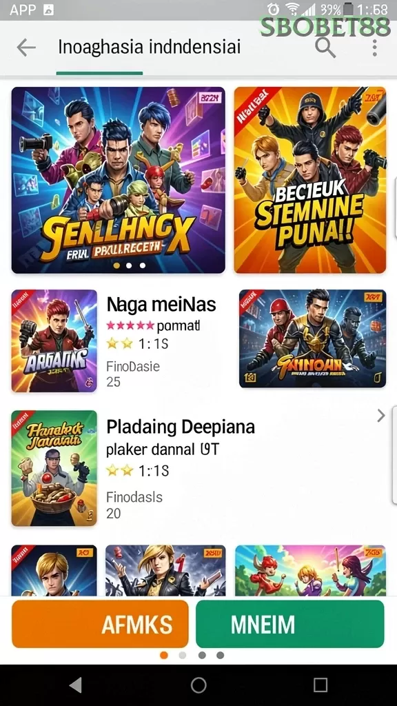 Cuplikan layar menu unduhan sbobet88 untuk perangkat Android